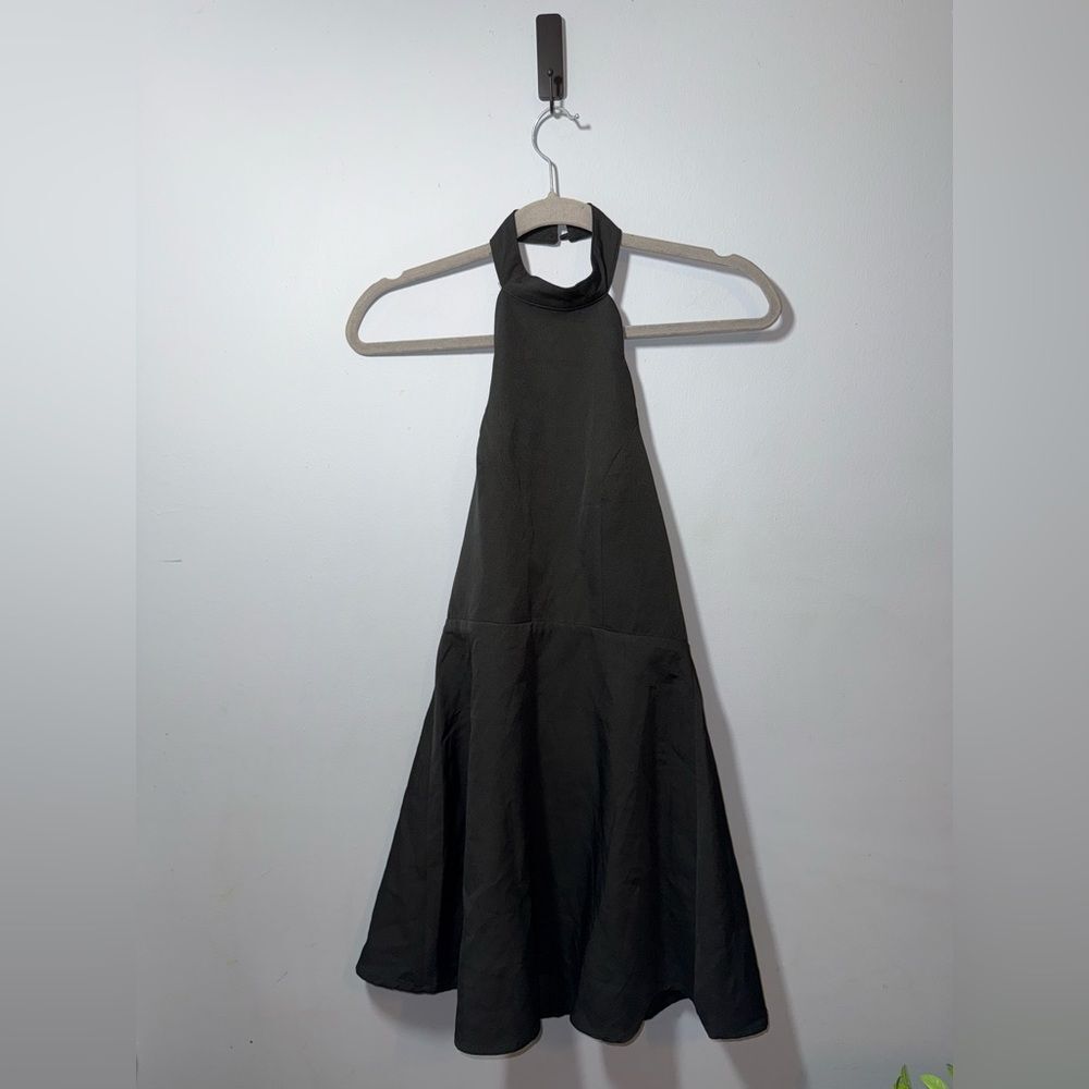 TOBI Womens Gilda Skater Open Back Halter Sleeveless Scalloped top Mini dress XS